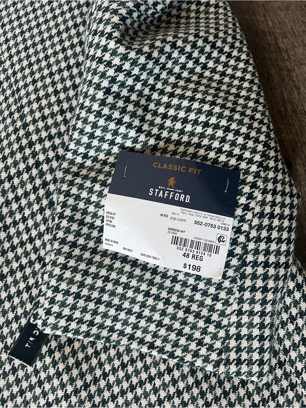 Stafford Classic Green Houndstooth Sport Coat-Size 48R - Picture 3 of 13